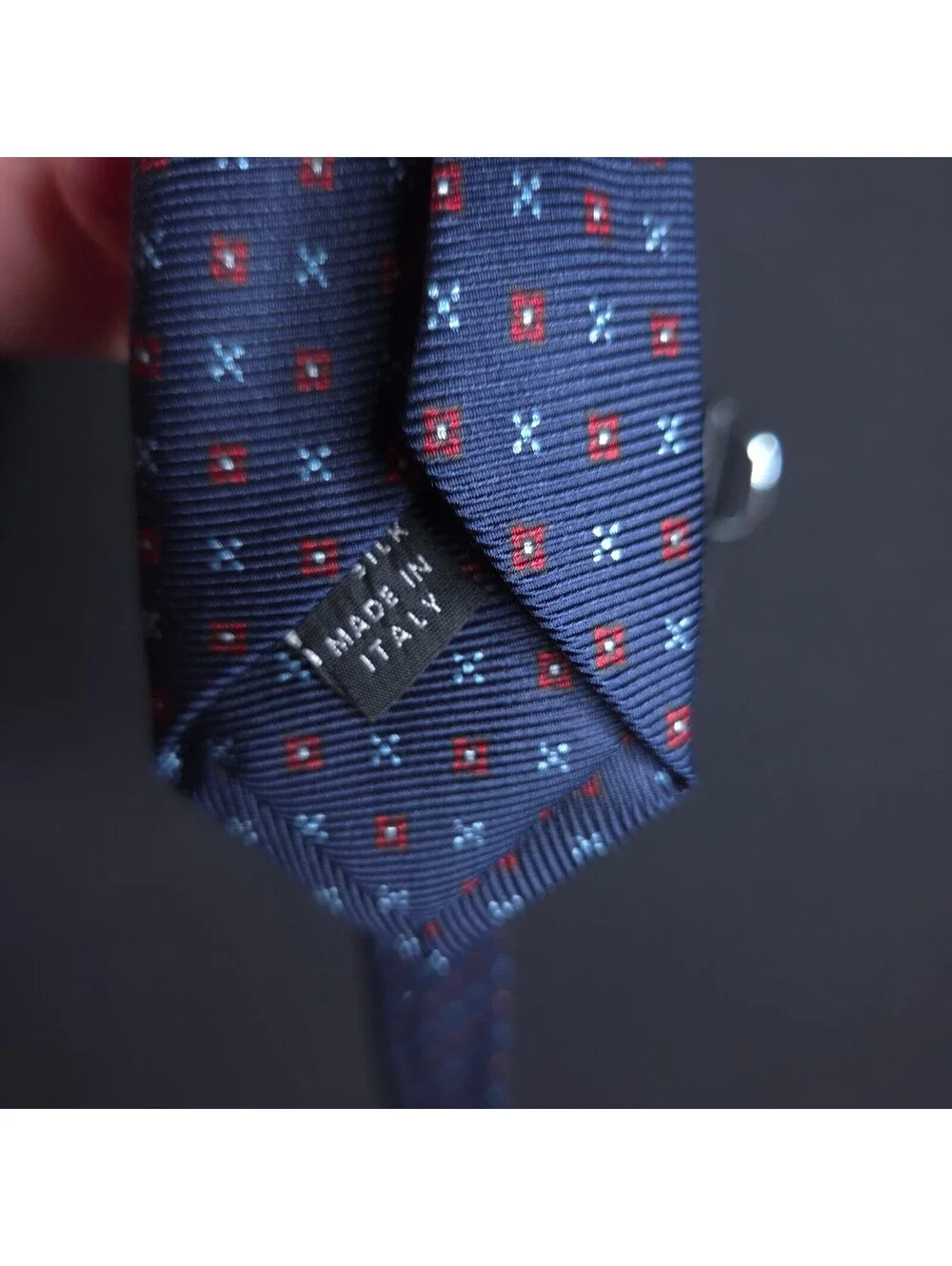 Men’s Luigi Borrelli Napoli Navy Blue Silk Geometric Tie